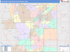 Fort Wayne Metro Area Digital Map Color Cast Style